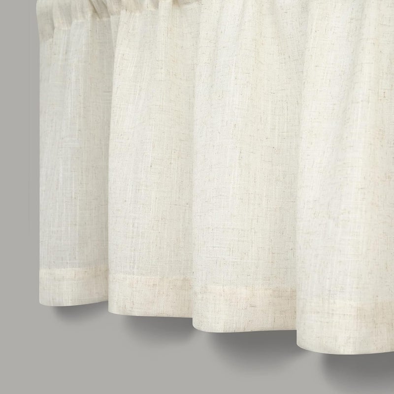 Pitalk Natural Linen Window Valance for Kitchen 3 Inch Rod Pocket Semi Sheer Light Filtering Boho Rustic Farmhouse Cream Valance Curtain Topper for Bedroom Living Room Dining Bathroom 18 Inch Length Ivory - Image 4